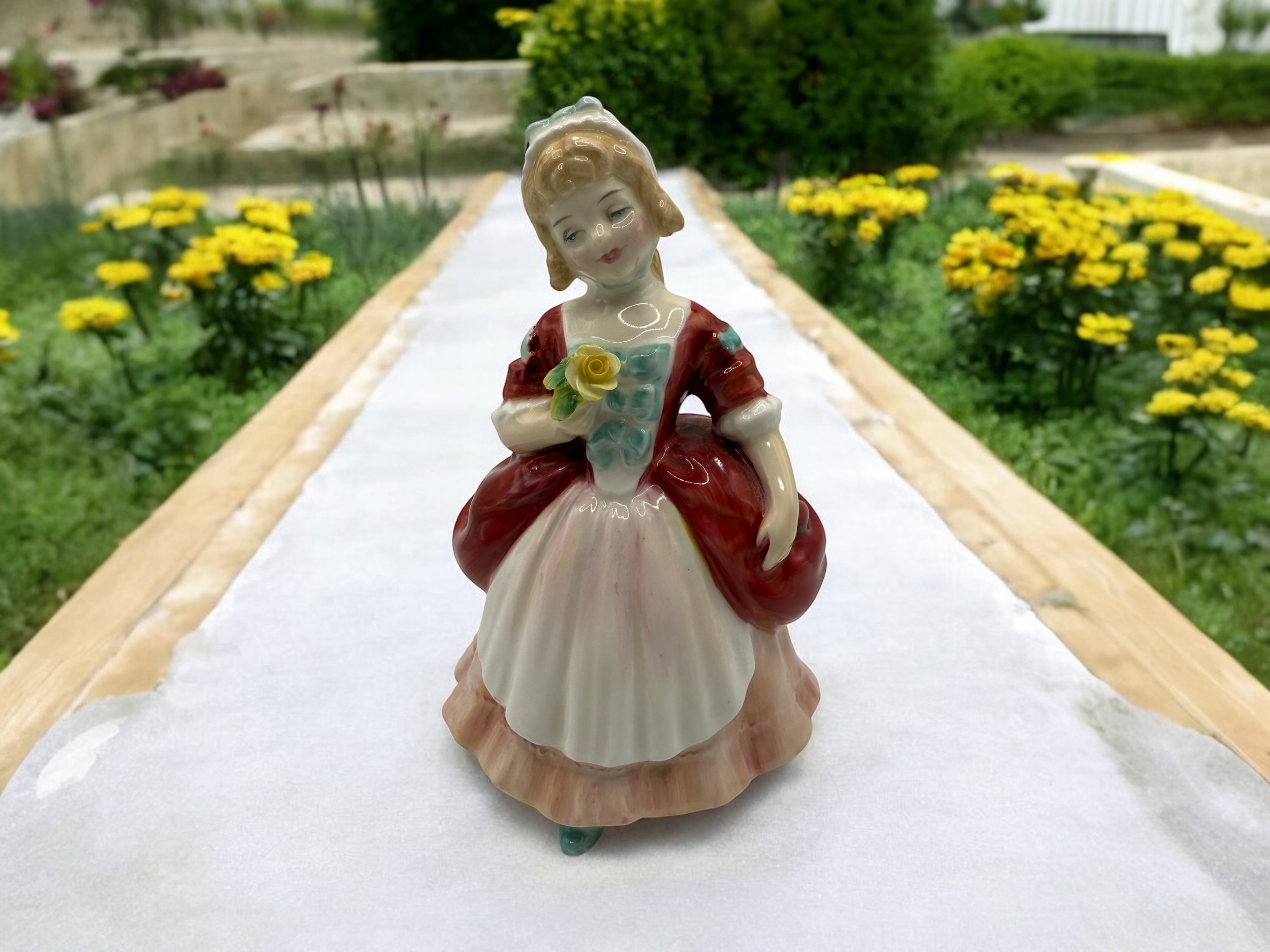 Royal Doulton Valerie HN2107 Figurine 1952 Peggy Davies Child Study Series Red Dress Holiday 