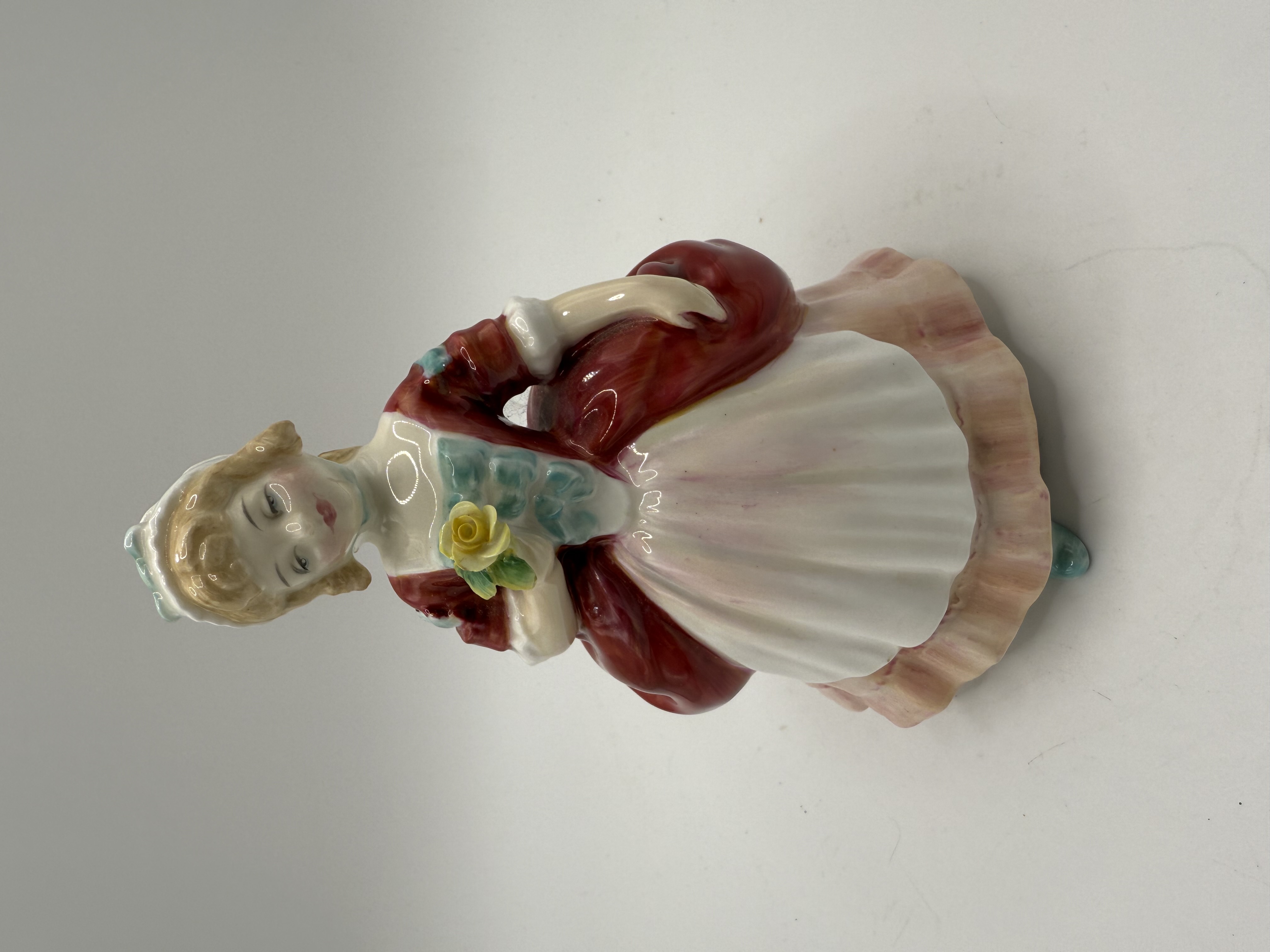 Royal Doulton Valerie HN2107 Figurine 1952 Peggy Davies Child Study Series Red Dress Holiday 