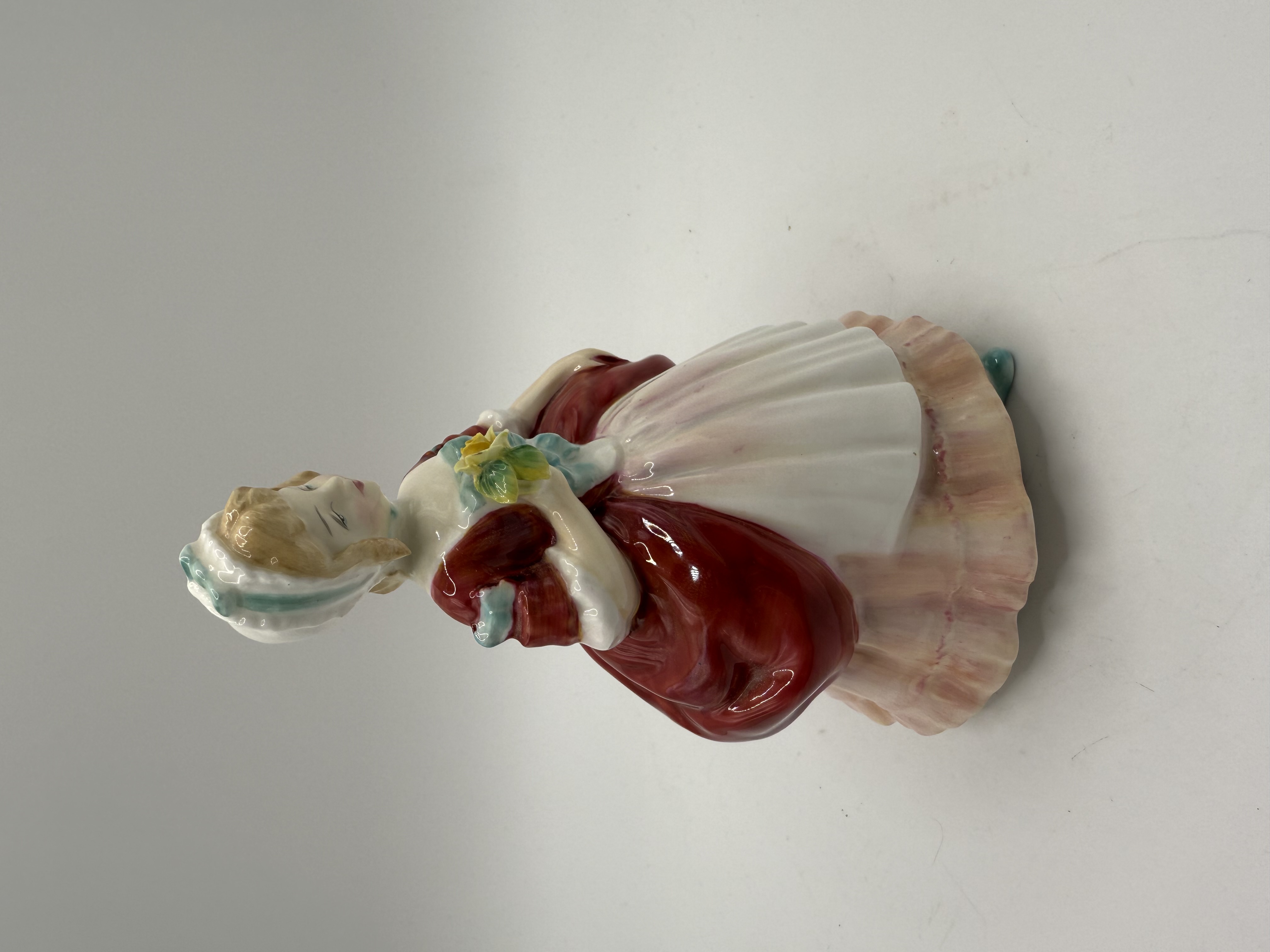 Royal Doulton Valerie HN2107 Figurine 1952 Peggy Davies Child Study Series Red Dress Holiday 