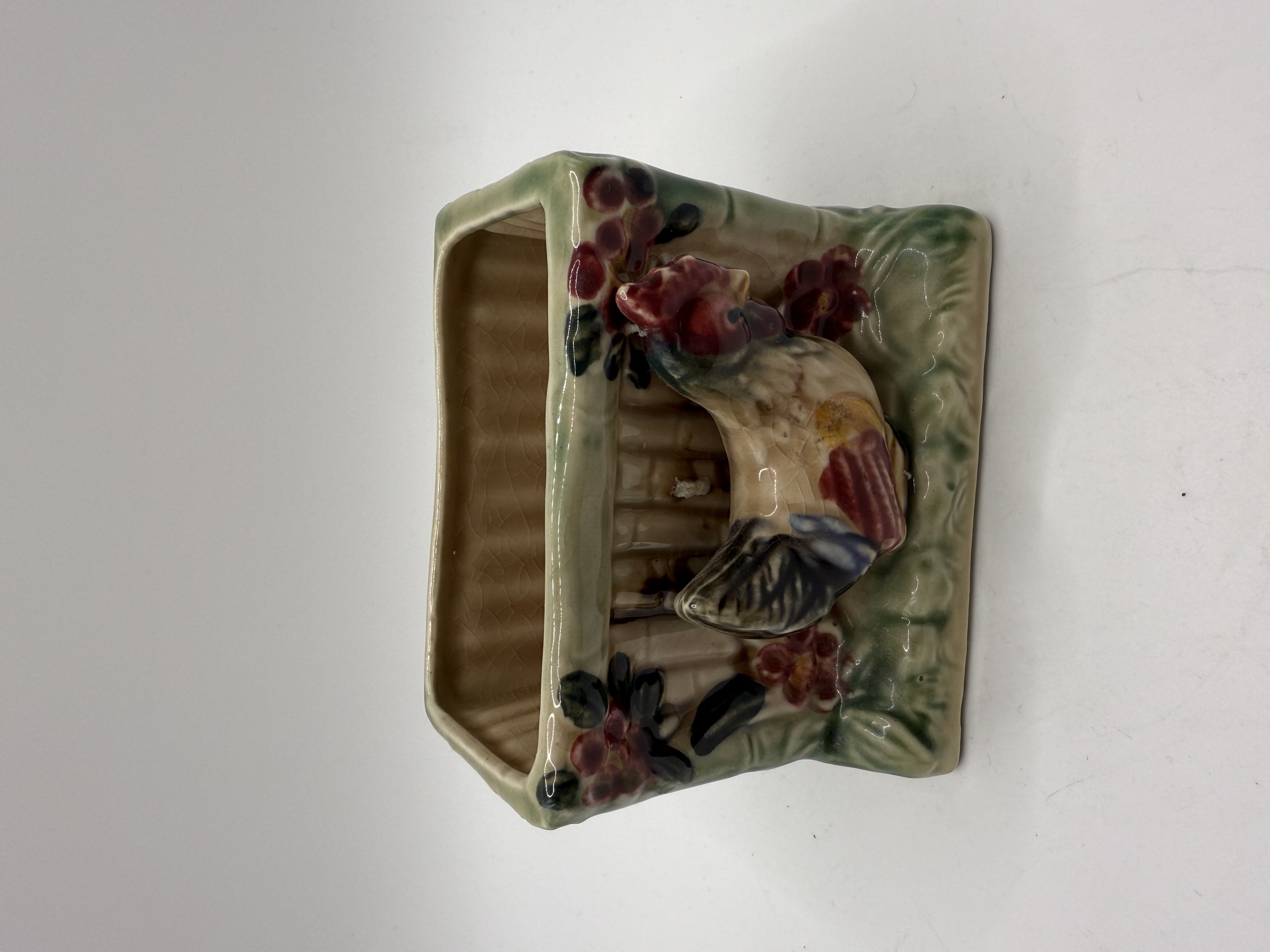 Ceramic Vase with Floral and Bird Design