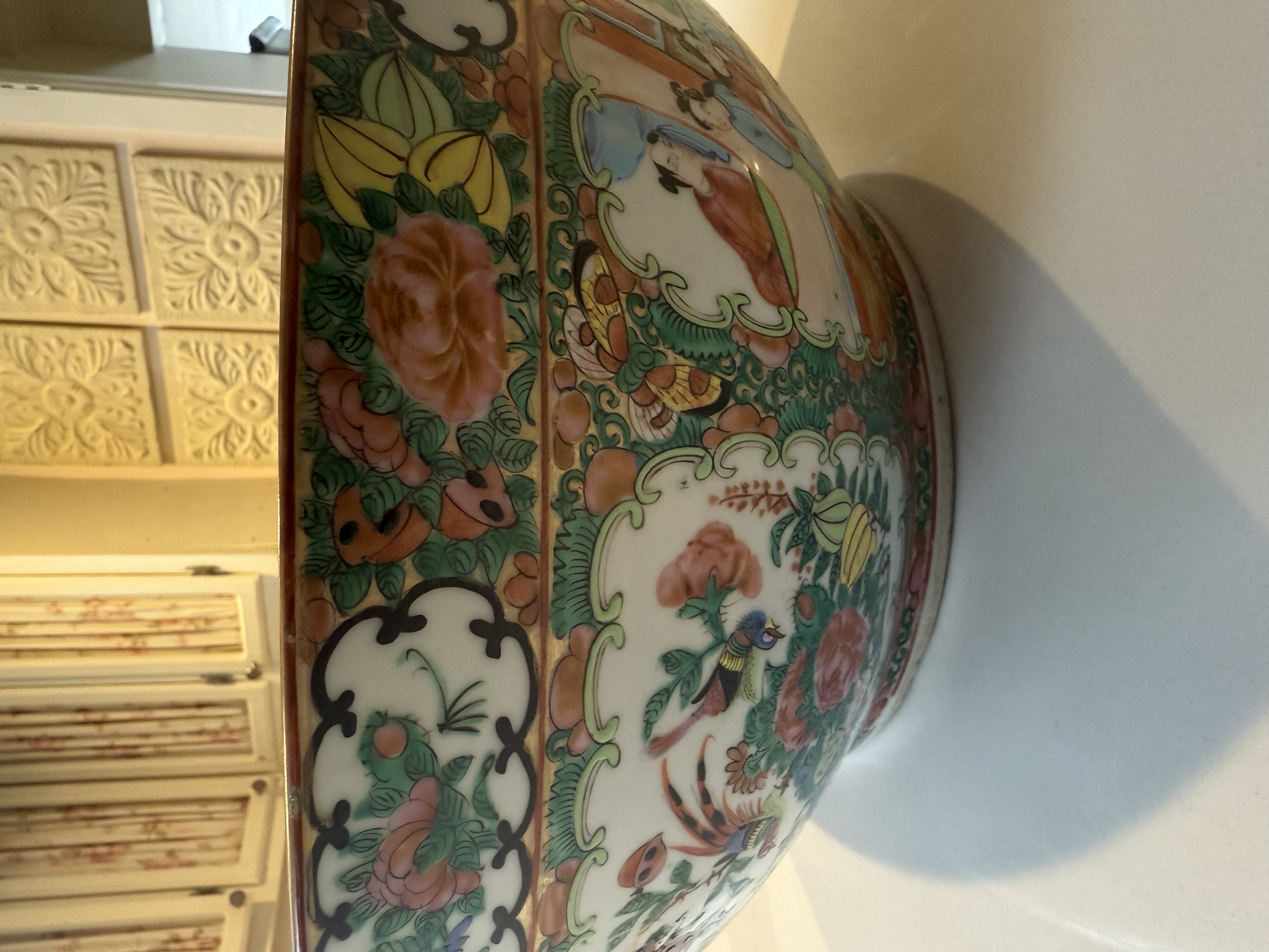  Chinese Export Rose Medallion Punch Bowl