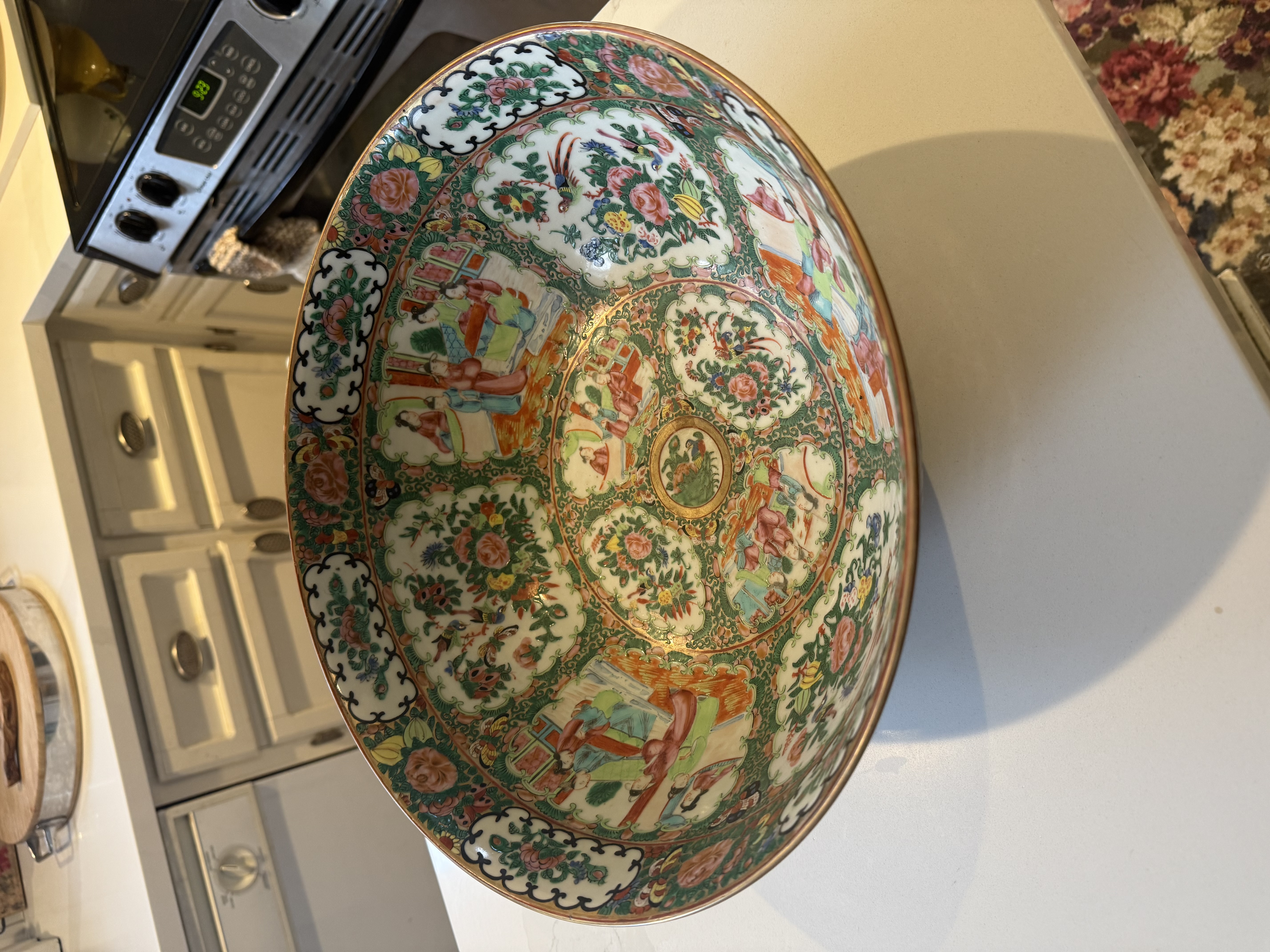  Chinese Export Rose Medallion Punch Bowl