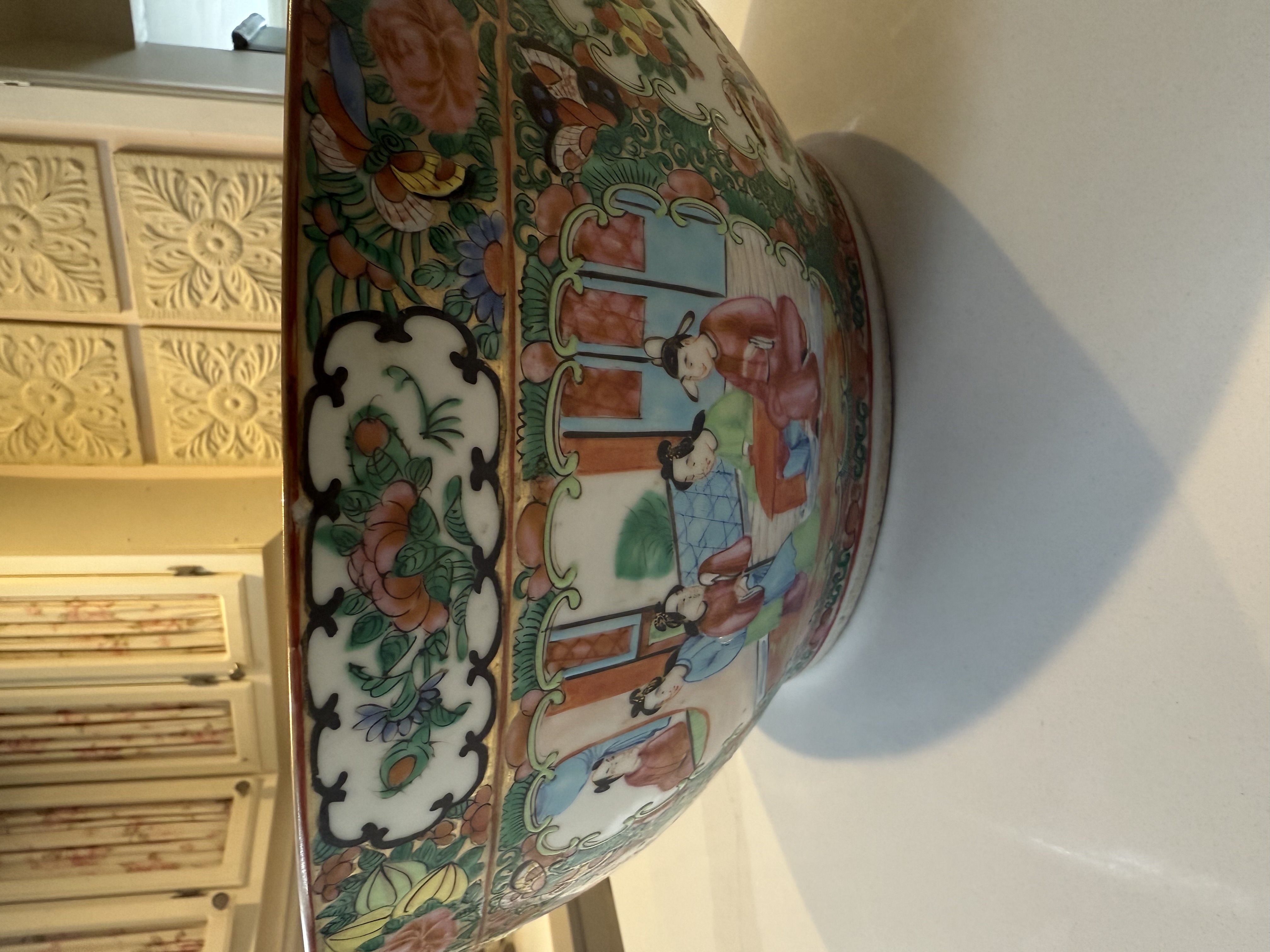  Chinese Export Rose Medallion Punch Bowl