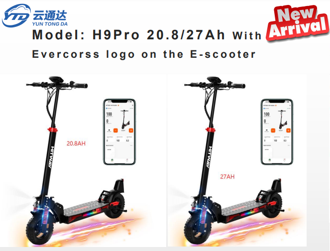 HITWAY / Evercorss H9 PRO electric scooter with 48V 20.8Ah/27Ah battery, foldable design, app control