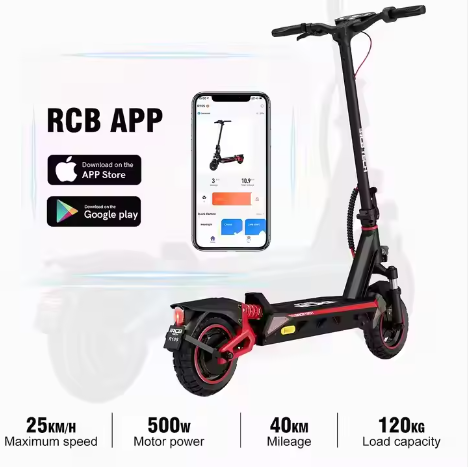 RCB R10S 500W 48V 16.8AH 10Tire Light Weight Fold City Classic Fashion Fast Speed E-scooter