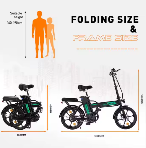 Colorway BK5 250W 36V 8.4Ah 16*2.125 Tire Fashion Ebike Electric Bike Easy Carry Folding Ebike For Adults