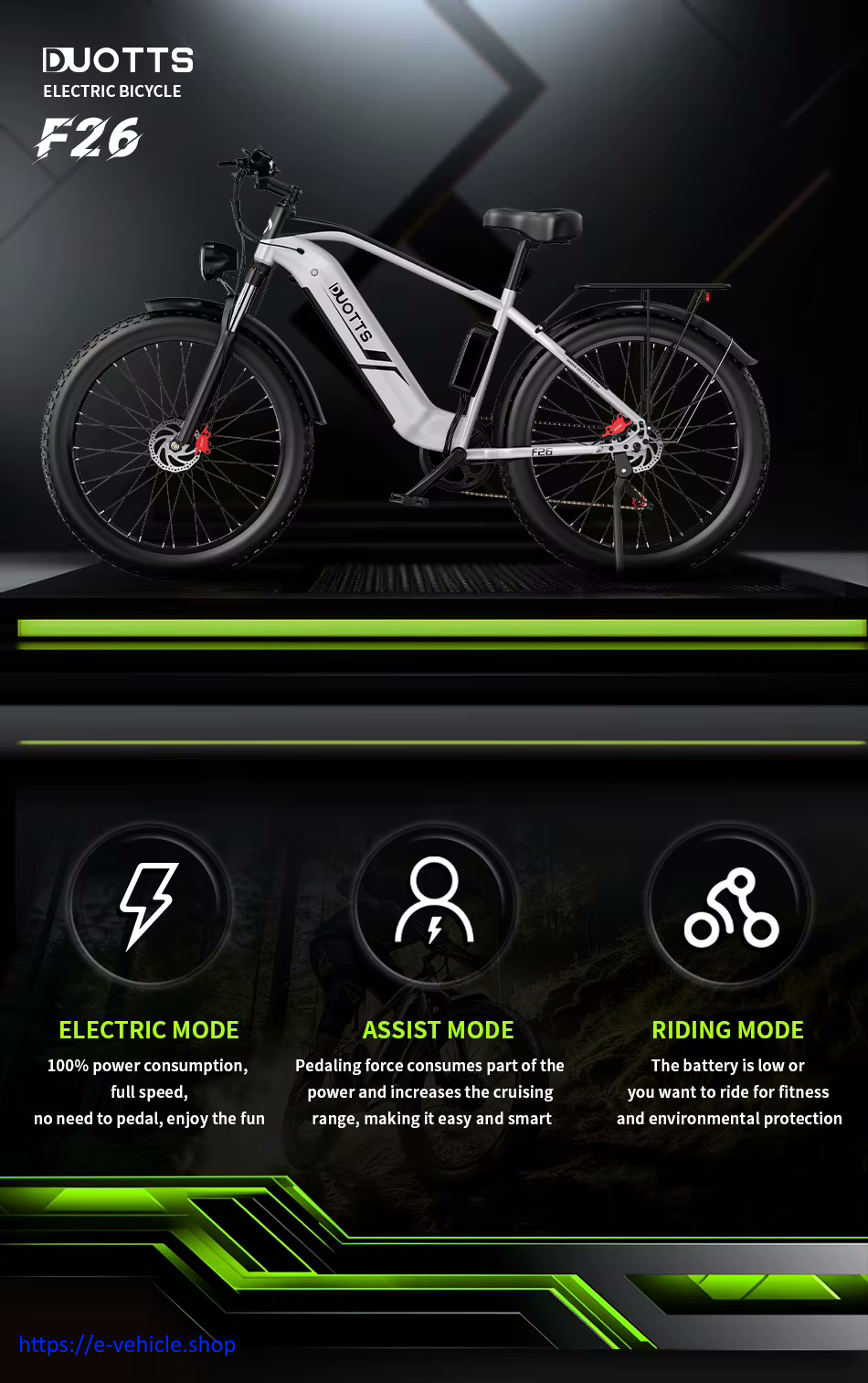 DUOTTS F26 Bicycle 48V 20AH 750W X 2 Dual Motors 26" Fat Tire Free Delivery 4-7 days homedoor