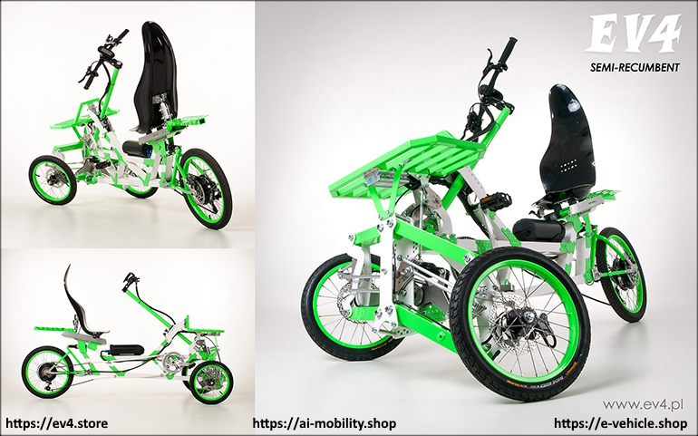 EV4 Semi-Recumbent 250W Li-Ion 36 V, 13 Ah Innovative tricycle bike
