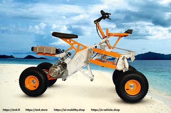 EV4 OFF-ROAD QUAD 2x 1000W DC motor Battery: Li-Ion 36 V, 23 Ah with an innovative suspension