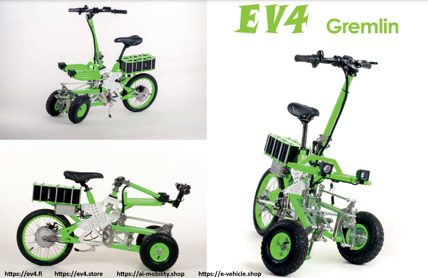 EV4 Gremlin 350W brushless motor Battery: Li-Ion 36 V, 13 Ah folding mini scooter