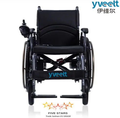 Yveelt EVR300C "Ruby Special" 250W x 2 24V 12Ah Lightweight Foldable Electric Wheelchair- Durable High Carbon Steel Frame