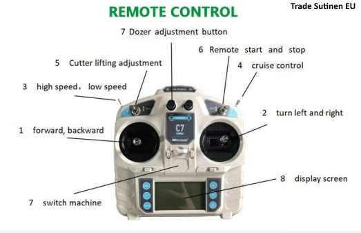 Remote Control Lawn Mower LM500A 24V 600W 24Ah / RATO EURO V/EPA RV225CC Engine