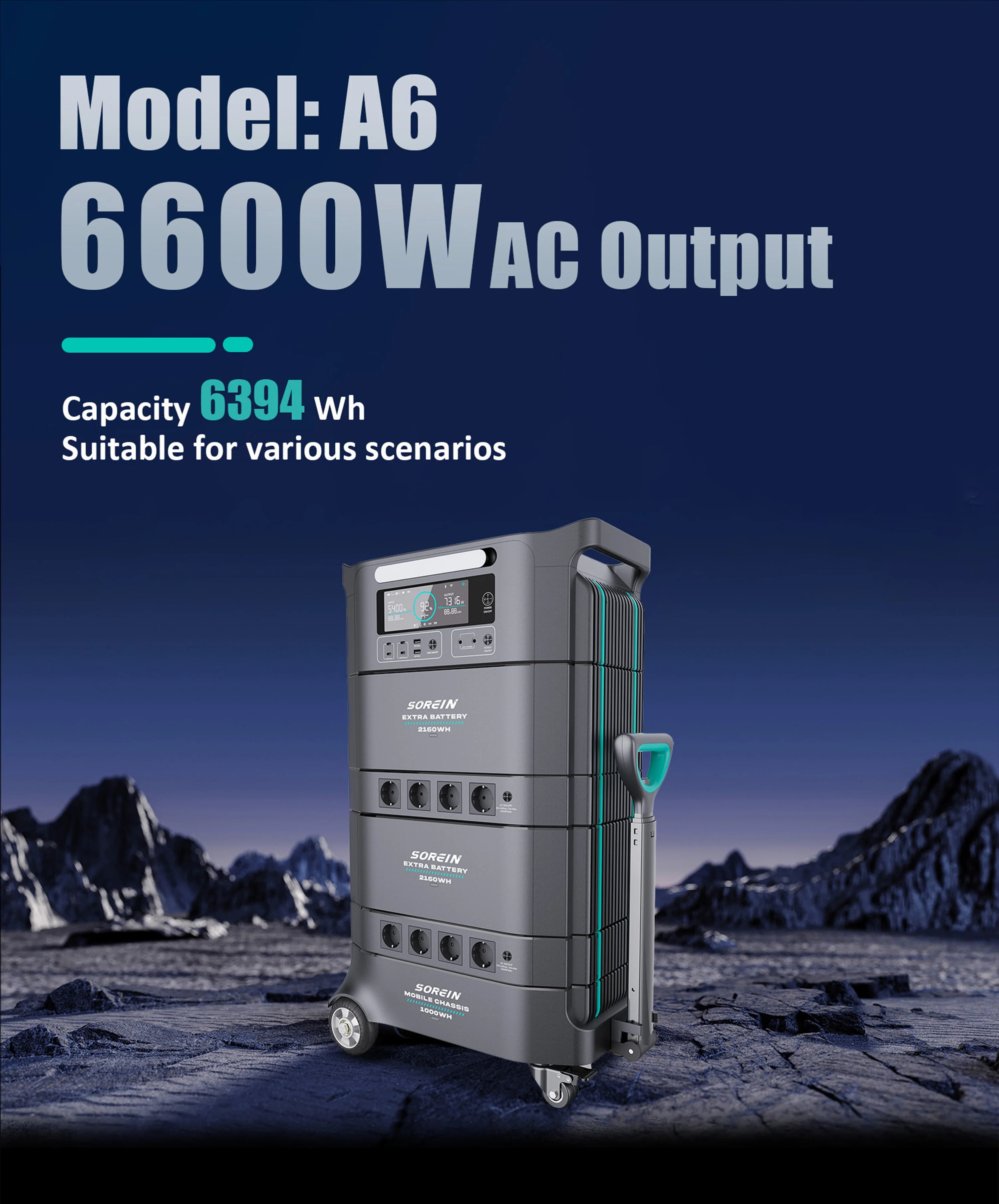 Sorein A6 6394Wh 6600W LFP Stack battery Home Energy Storage