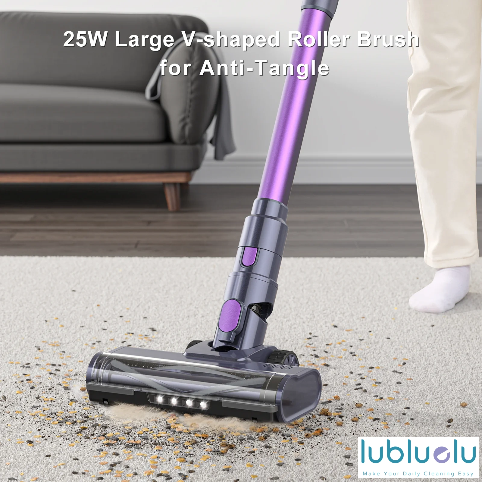 lubluelu L7 - Cordless Vacuum with 30KPa Suction, Large Dust Cup Capacity