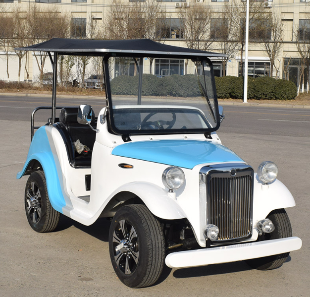 ZYCAR GD4-Y4 4 seater vintage car Y4 white and blue 48V 5KW AC system 150Ah Battery