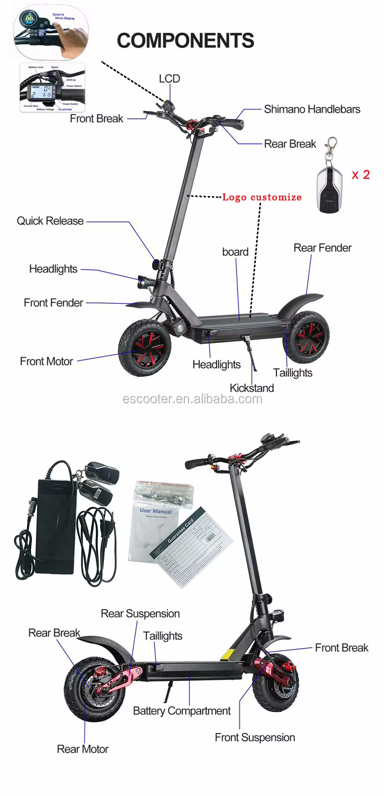 EcoRider E4-9 New Update 3600W(Dual Motor) 58.8V(Max) 23 Ah E-Scooter