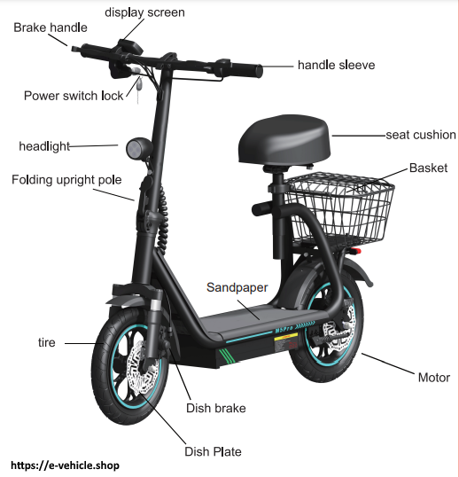 JMC Bogist M5 Sport E-Scooter 500W 15Ah Lithium battery 12" wheels, seat, phone holder + basket