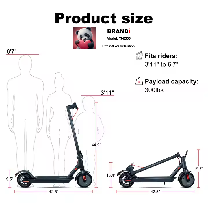 BRANDi TJ-ES05 E-Scooter 350W 36V 10,4 Ah Lithium Battery 8,5" inch wheels