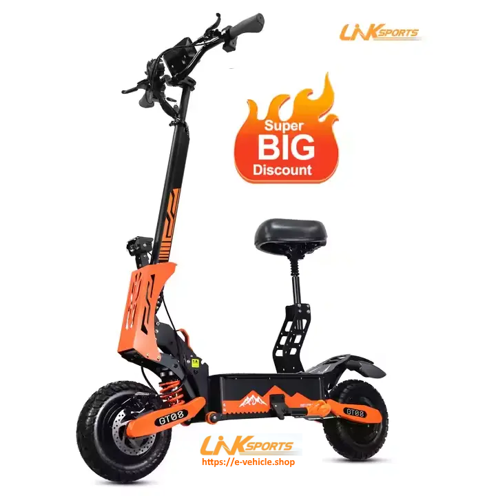 Linksports E-Scooter GT08 5600W dual motor (2800Wx2) 60V 27Ah Lithium battery, Seat , 11" Tires 