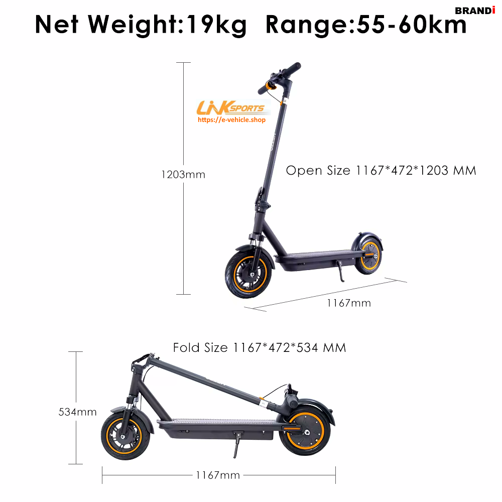 LinkSports LD-4Max / T4-MAX 500W 36V 15Ah Electric Scooter with front suspension and App