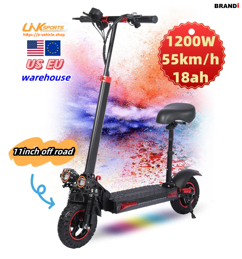 LinkSports LD-J11 1200W 48V 18Ah Electric Scooter Seat 11" off road Tires