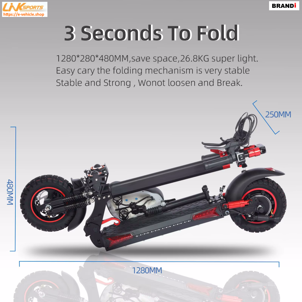 LinkSports LD-J11 1200W 48V 18Ah Electric Scooter Seat 11" off road Tires