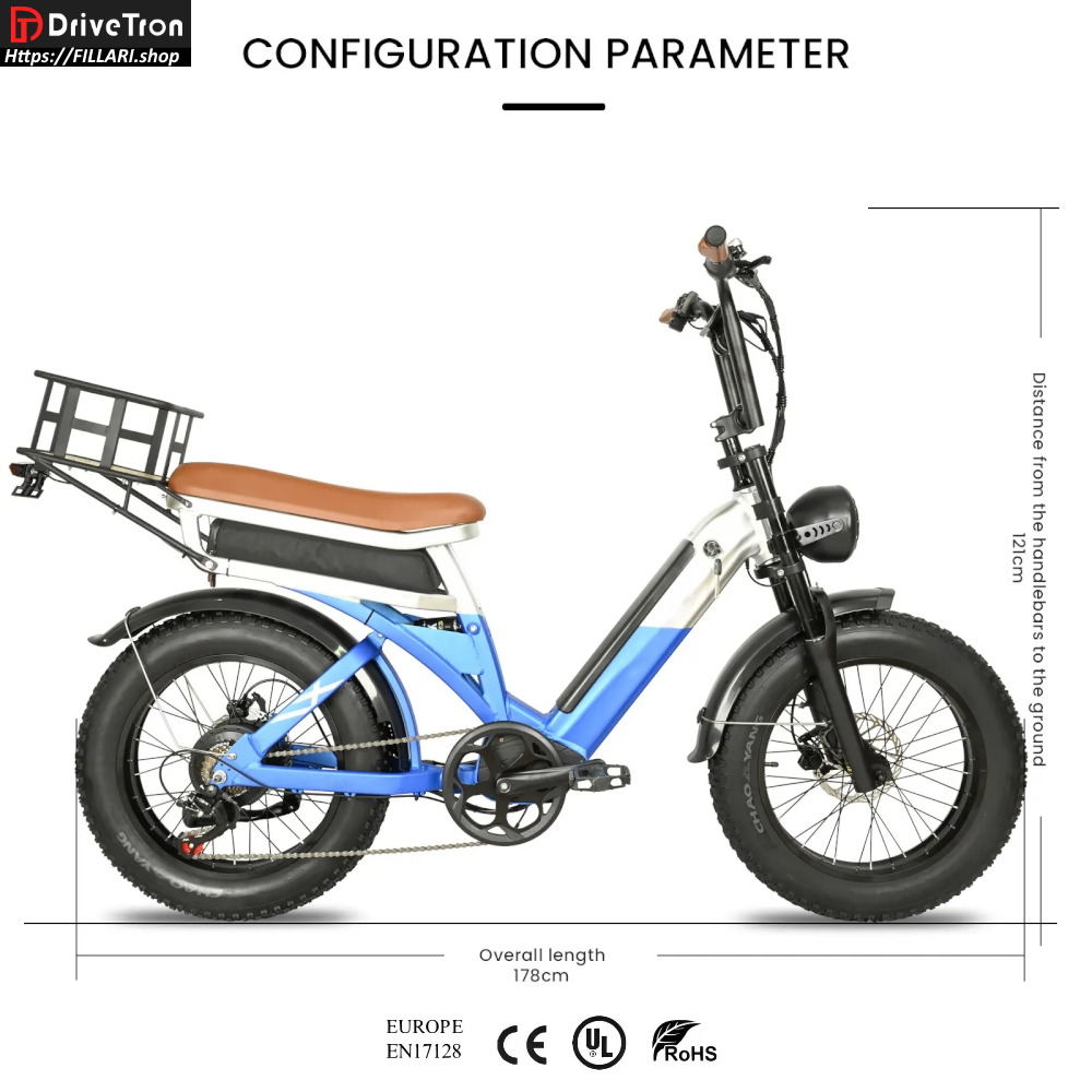DriveTron DP-2033 Electric Bike Dual motor 2 X 1000W 48V 30Ah (2x15Ah) Lithium 20"4.0 Fat tires 