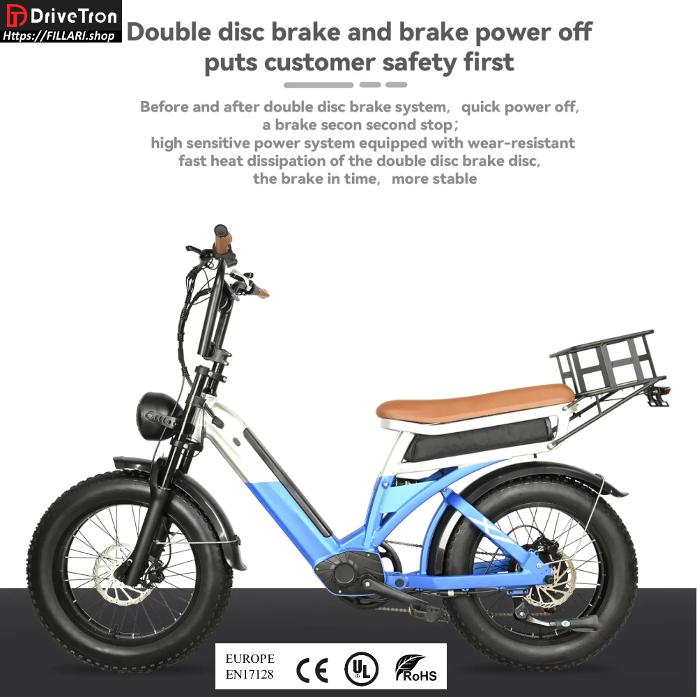 DriveTron DP-2033 Electric Bike Dual motor 2 X 1000W 48V 30Ah (2x15Ah) Lithium 20"4.0 Fat tires 