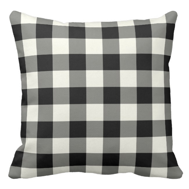 Black Gingham Cotton Cushion Cover