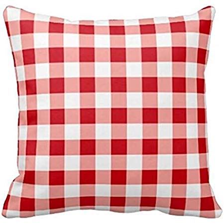 Red Gingham Cotton Cushion Cover