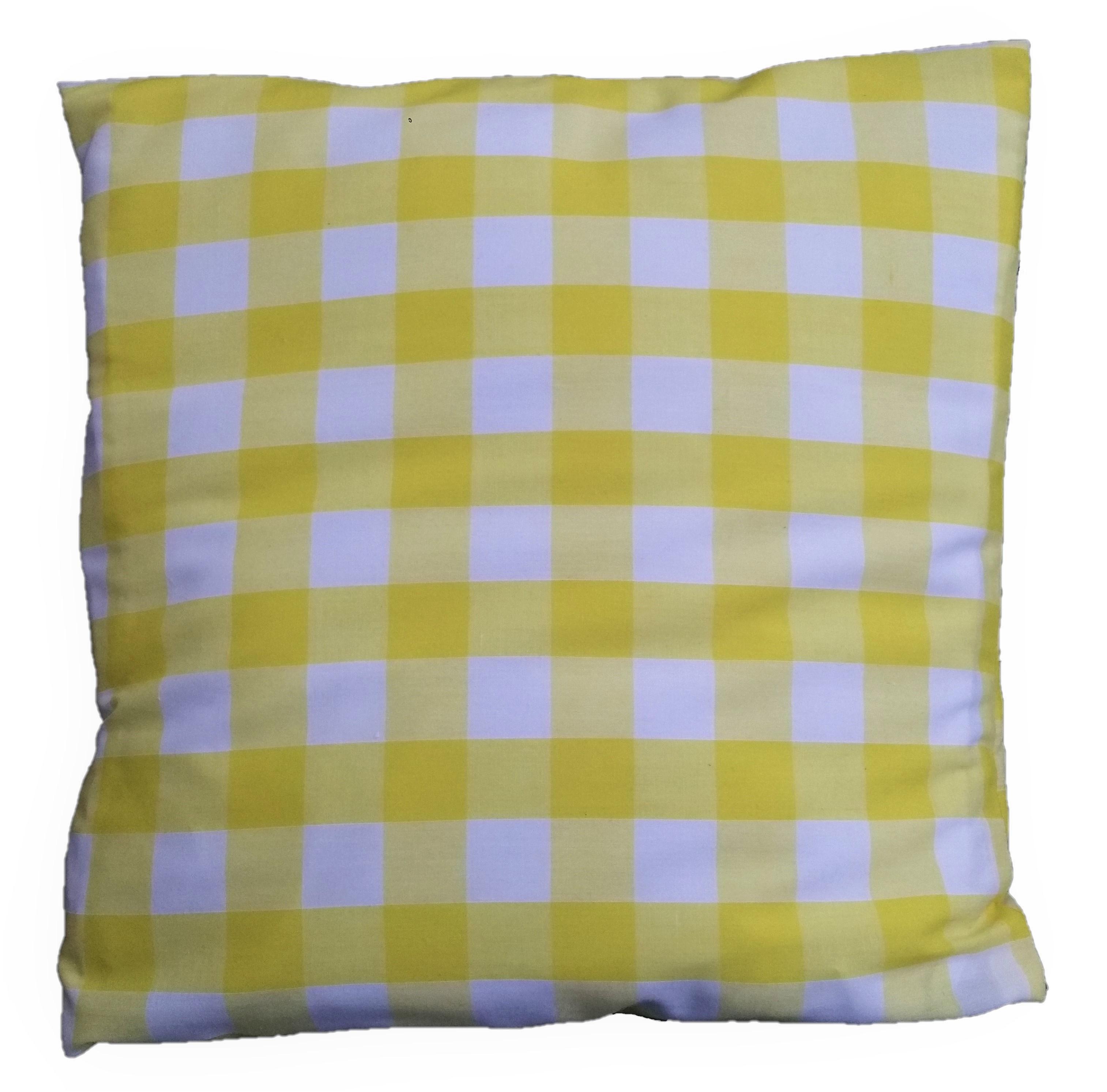 Yellow Gingham Cotton Cushion Cover
