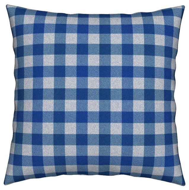 Blue Gingham Cotton Cushion Cover
