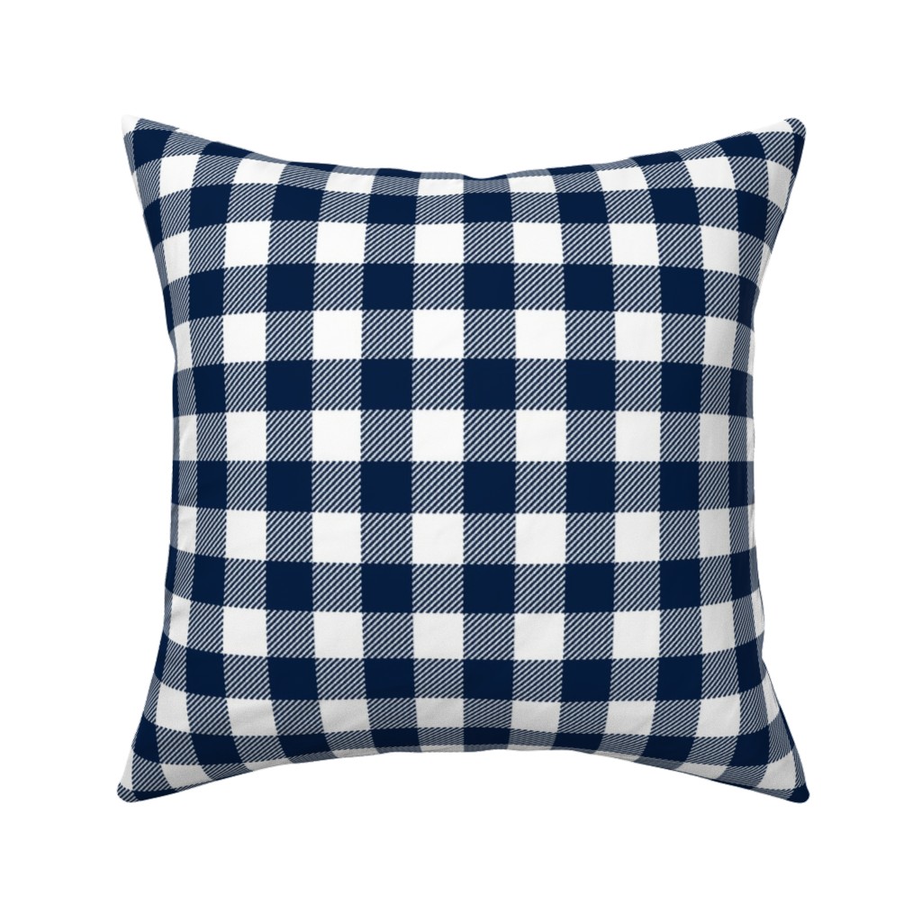 Navy Gingham Cotton Cushion Cover