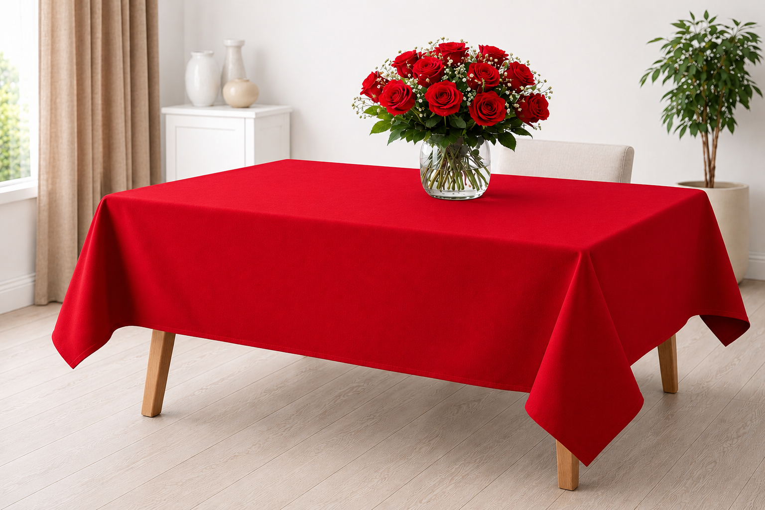 Red 100% Cotton Tablecloth