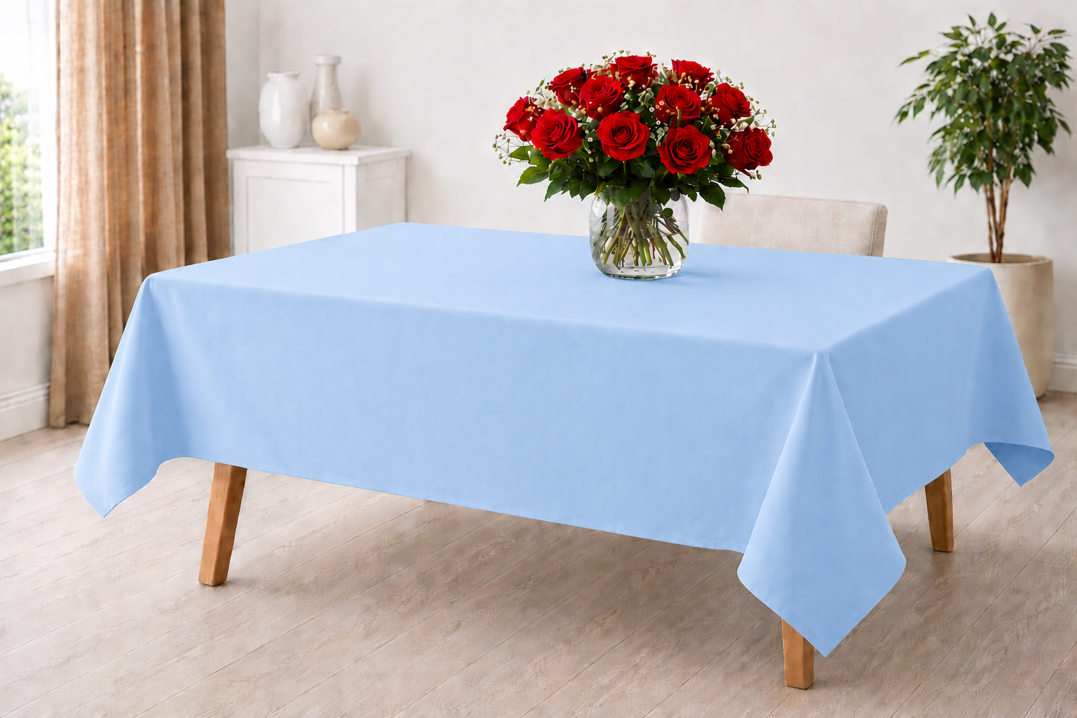Baby Blue 100% Cotton Tablecloth