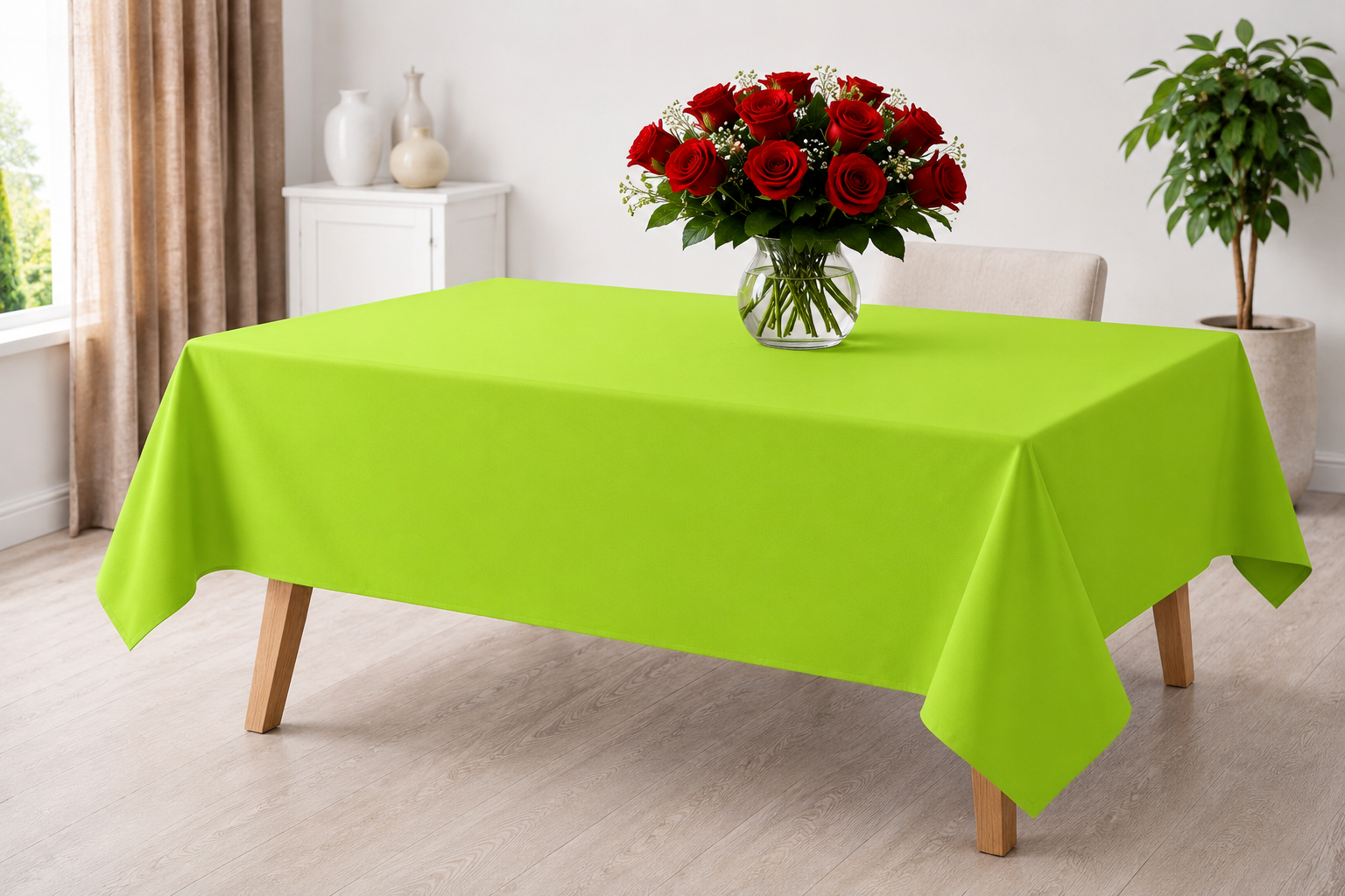 Lime 100% Cotton Tablecloth