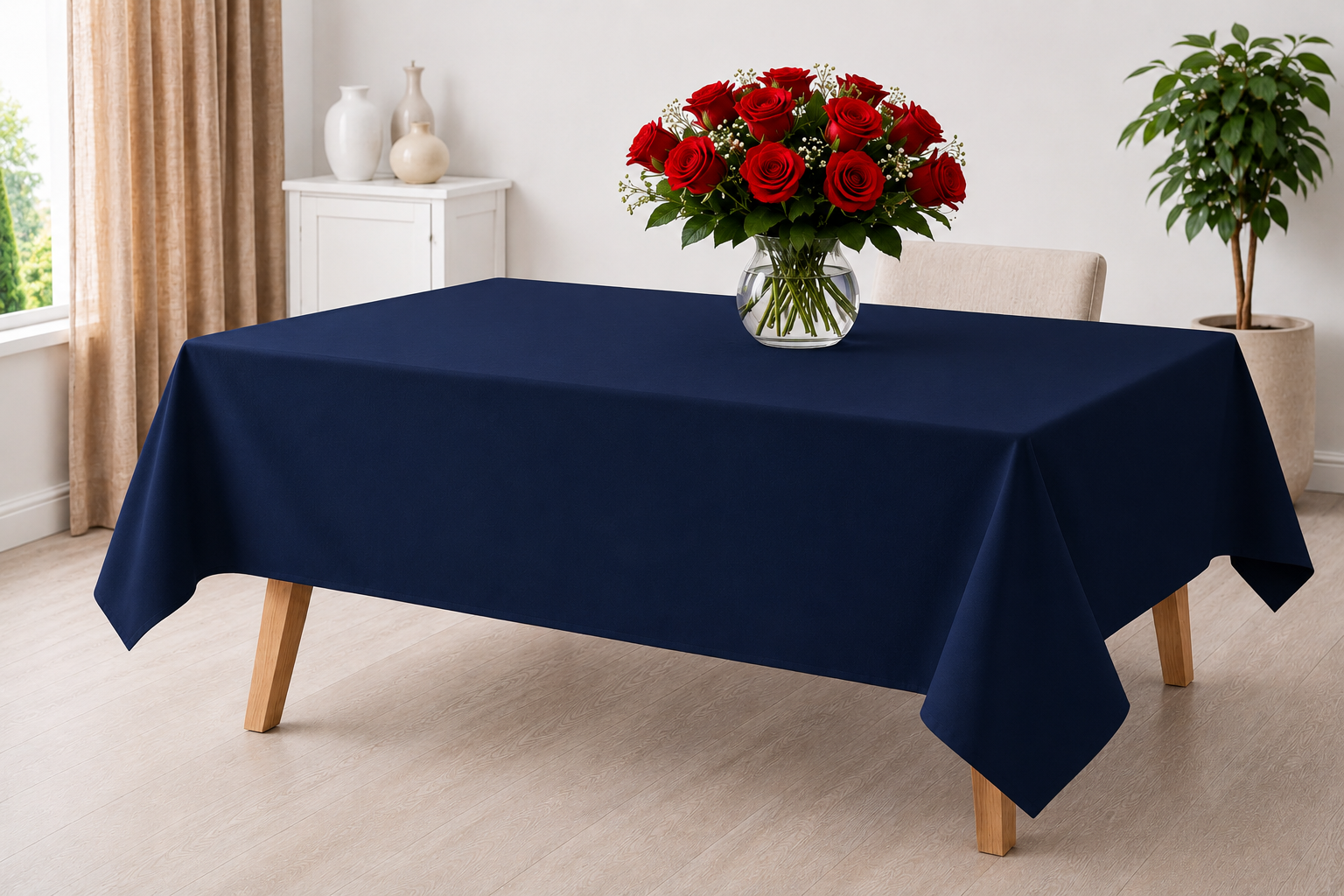  Navy 100% Cotton Tablecloth