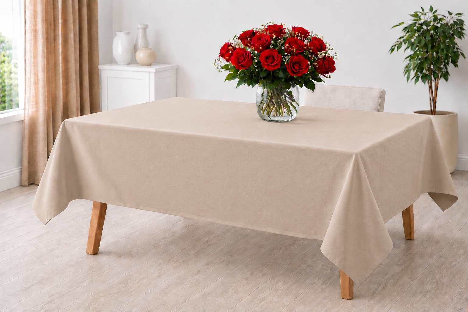 Taupe 100% Cotton Tablecloth