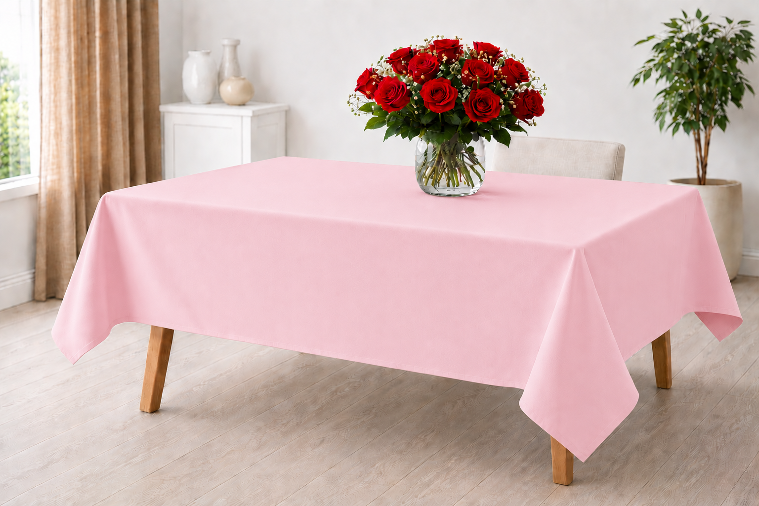 Baby Pink 100% Cotton Tablecloth