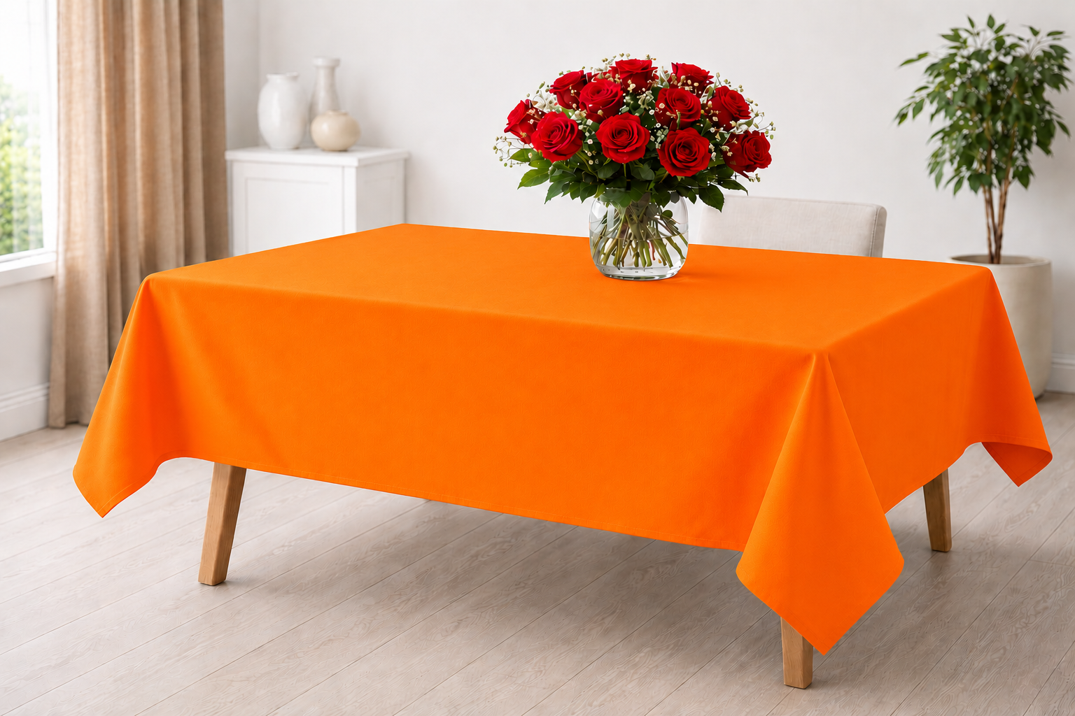 Orange 100% Cotton Tablecloth
