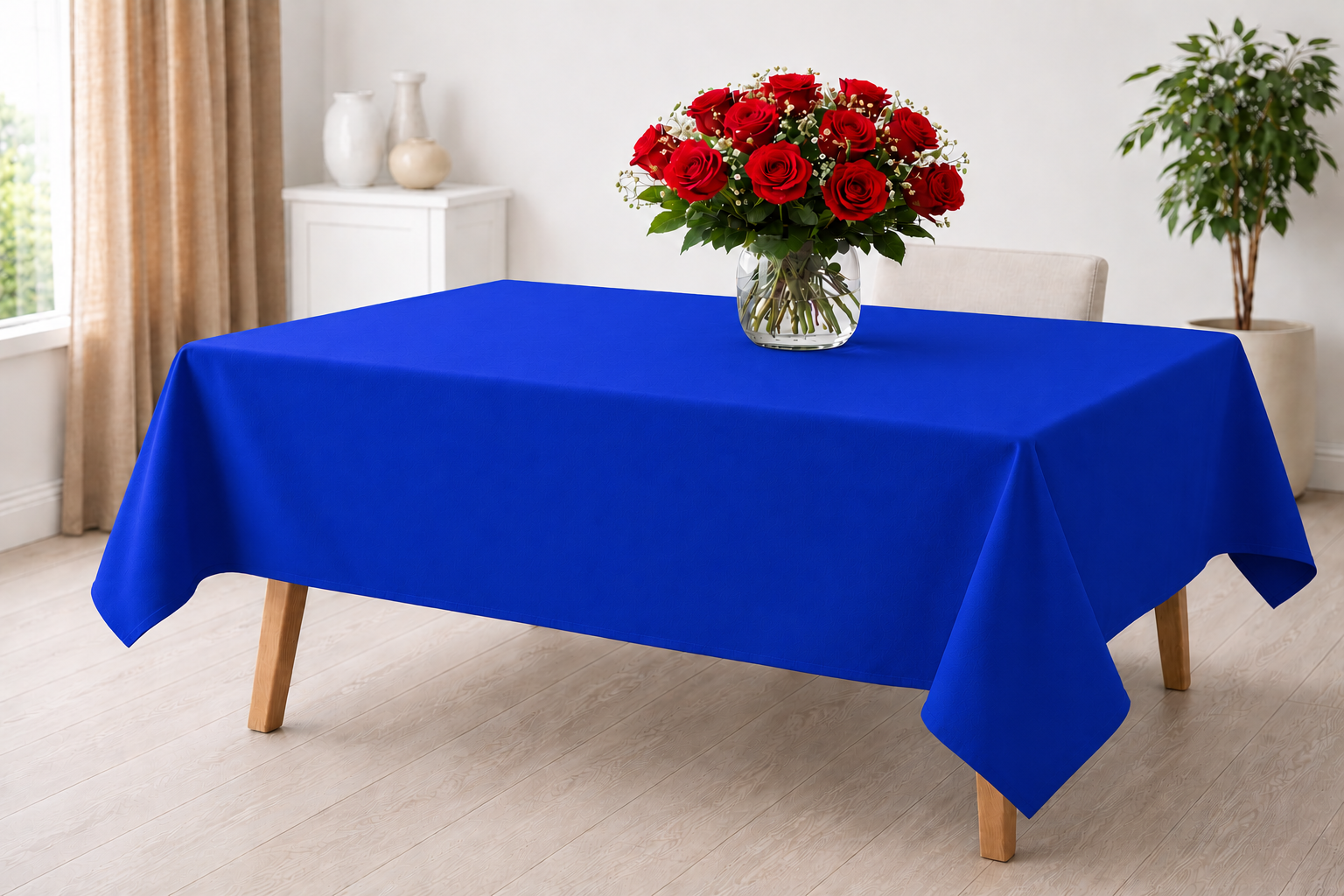 Royal Blue 100% Cotton Tablecloth