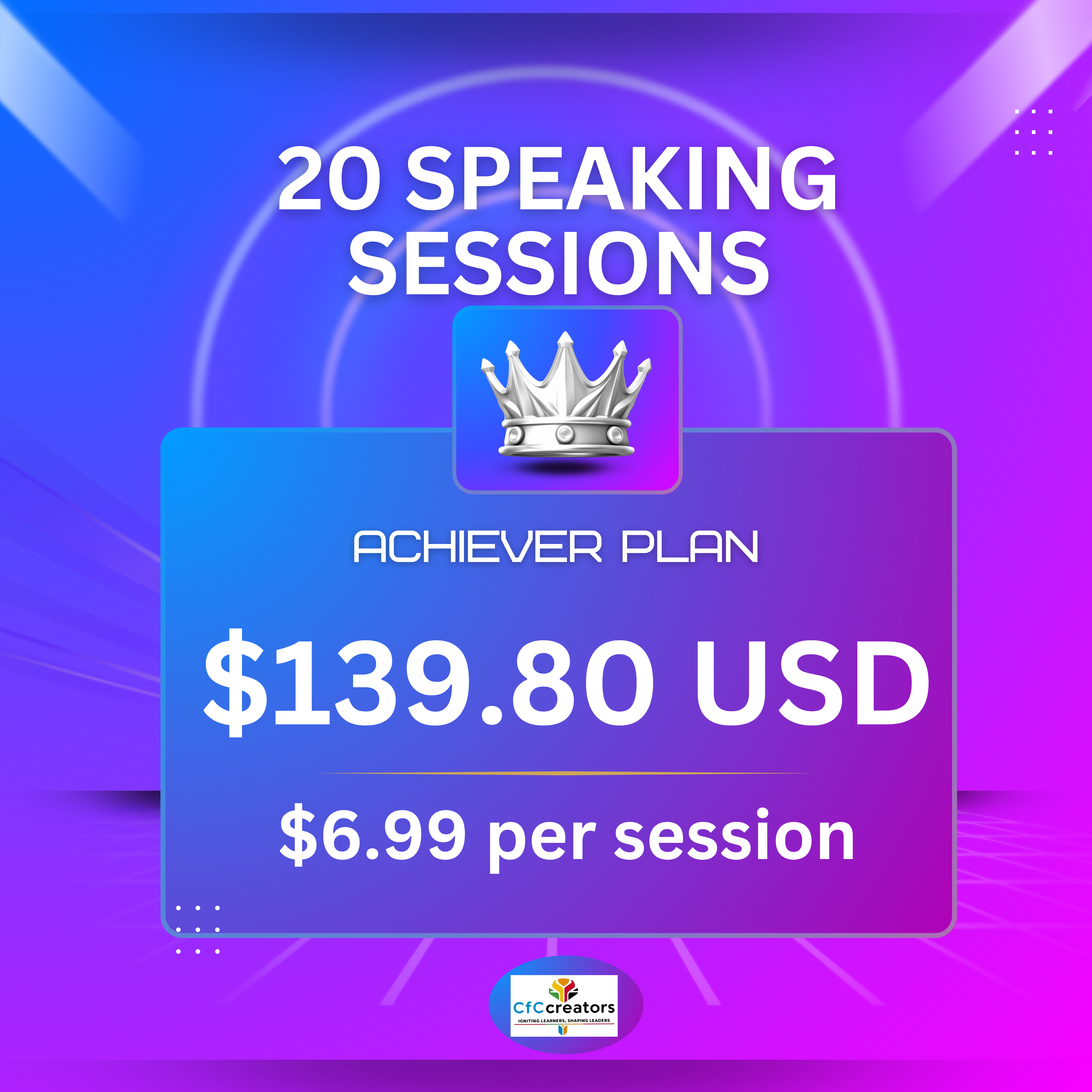 20 Speaking Sessions (Achiever Plan)