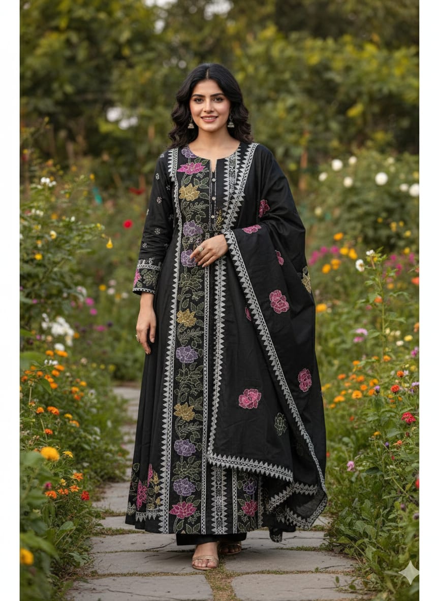 Dhanak Self Print Kacha Tarkashi