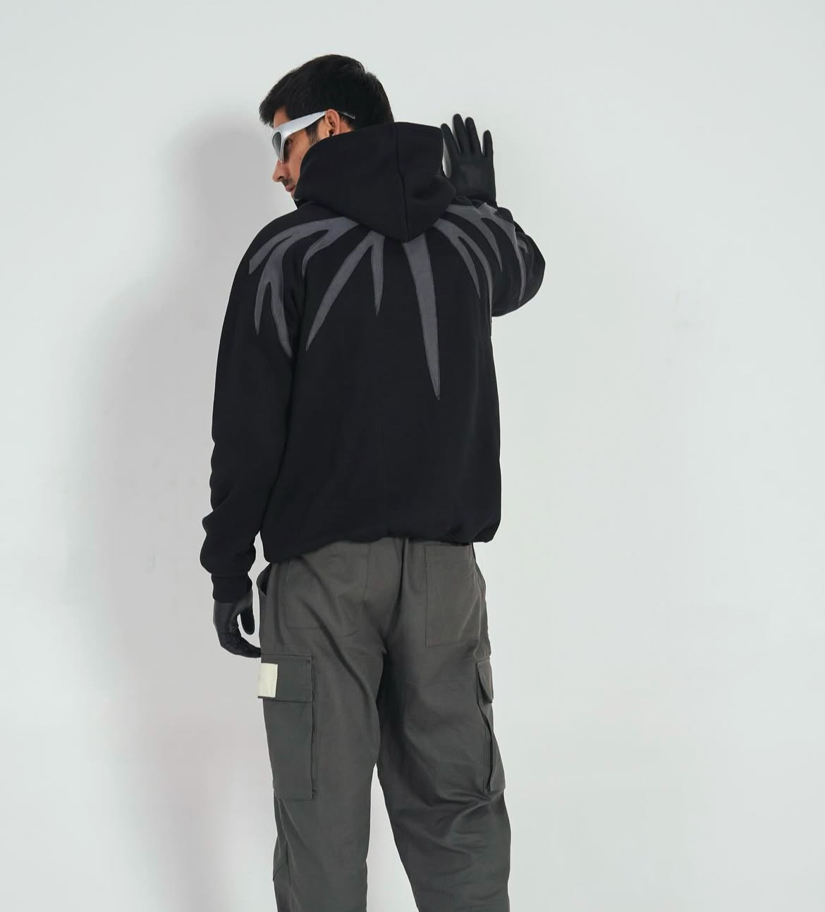 600 GSM Leather Patched Hoodie