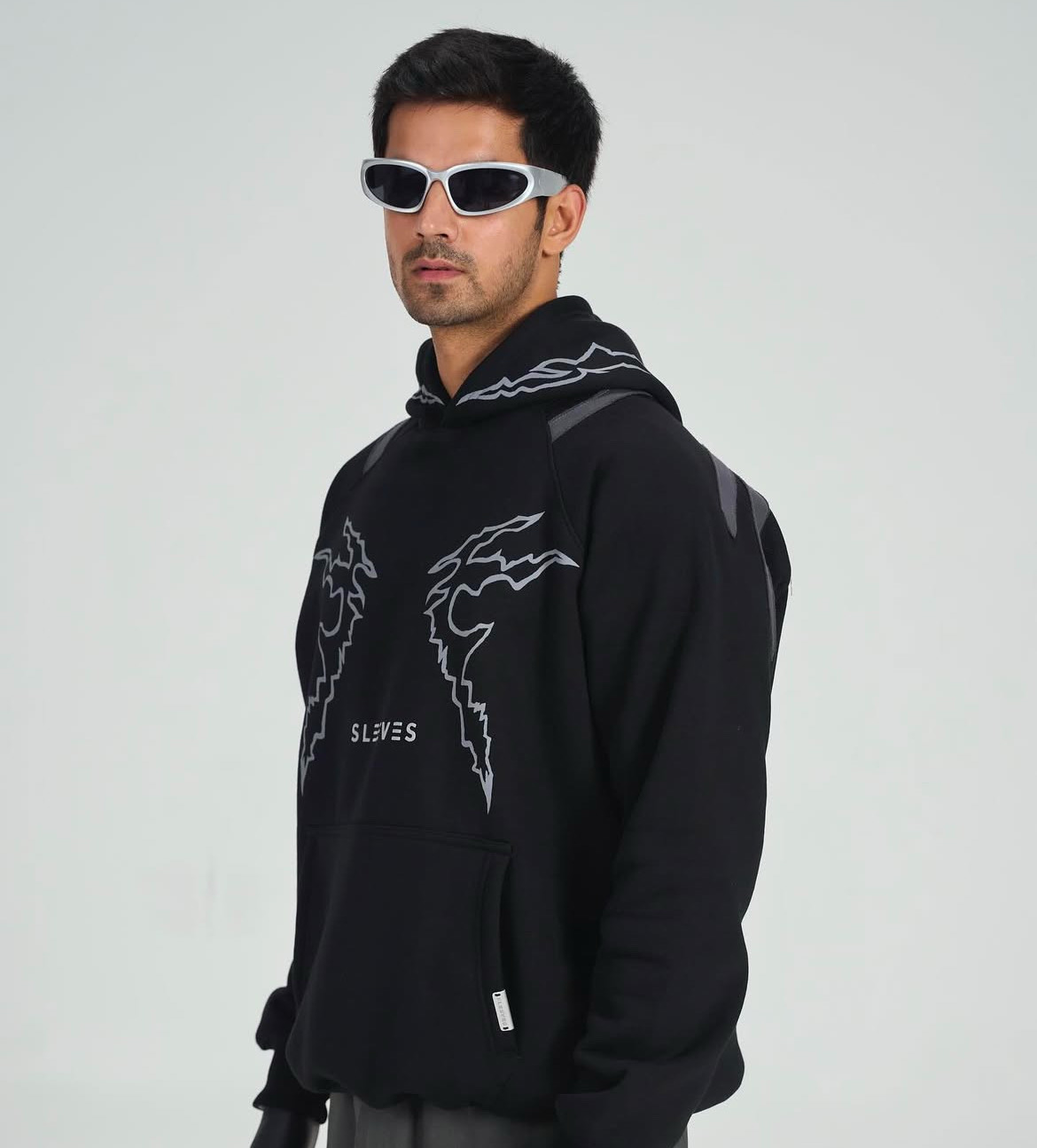 600 GSM Leather Patched Hoodie