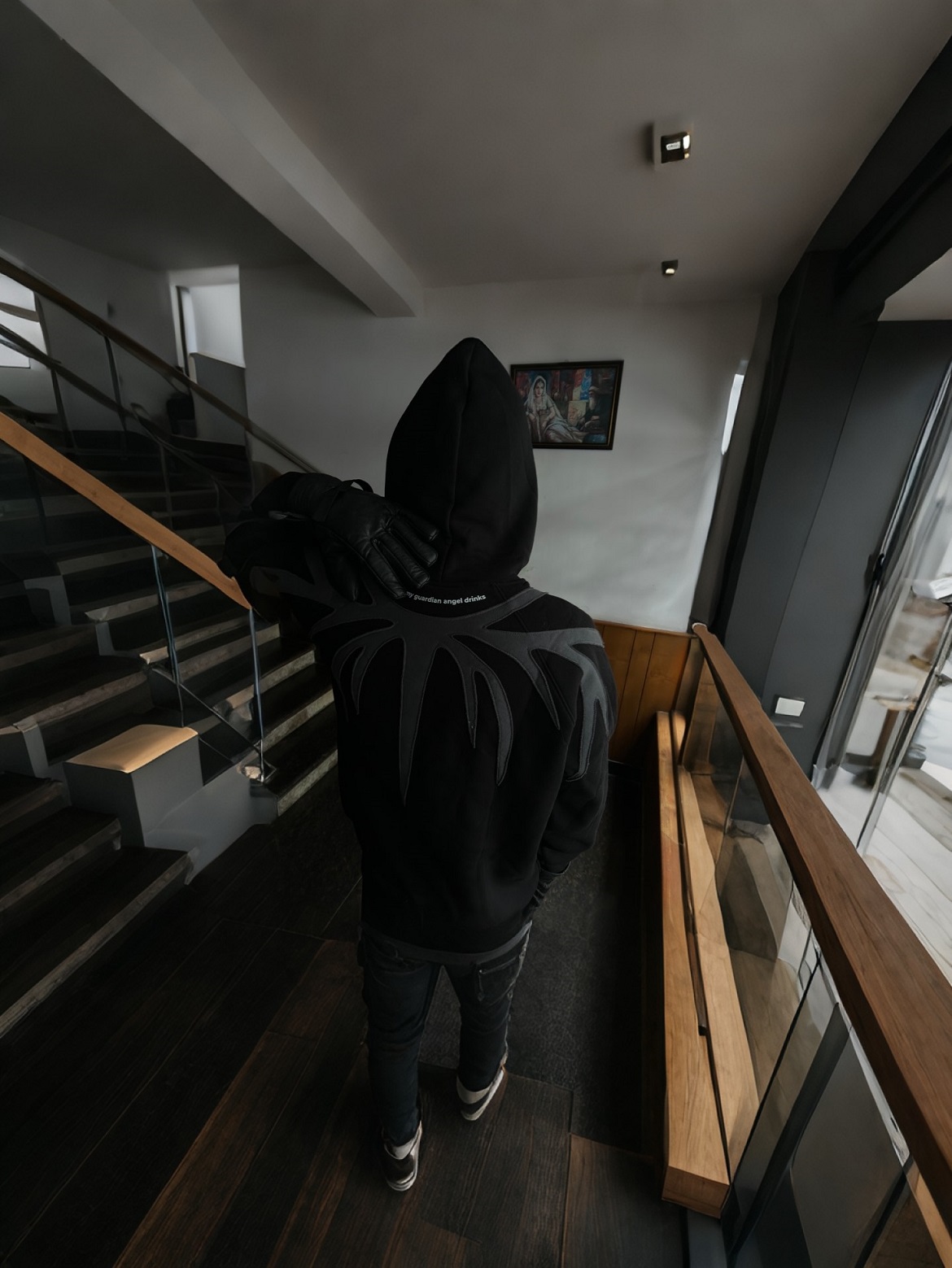 600 GSM Leather Patched Hoodie