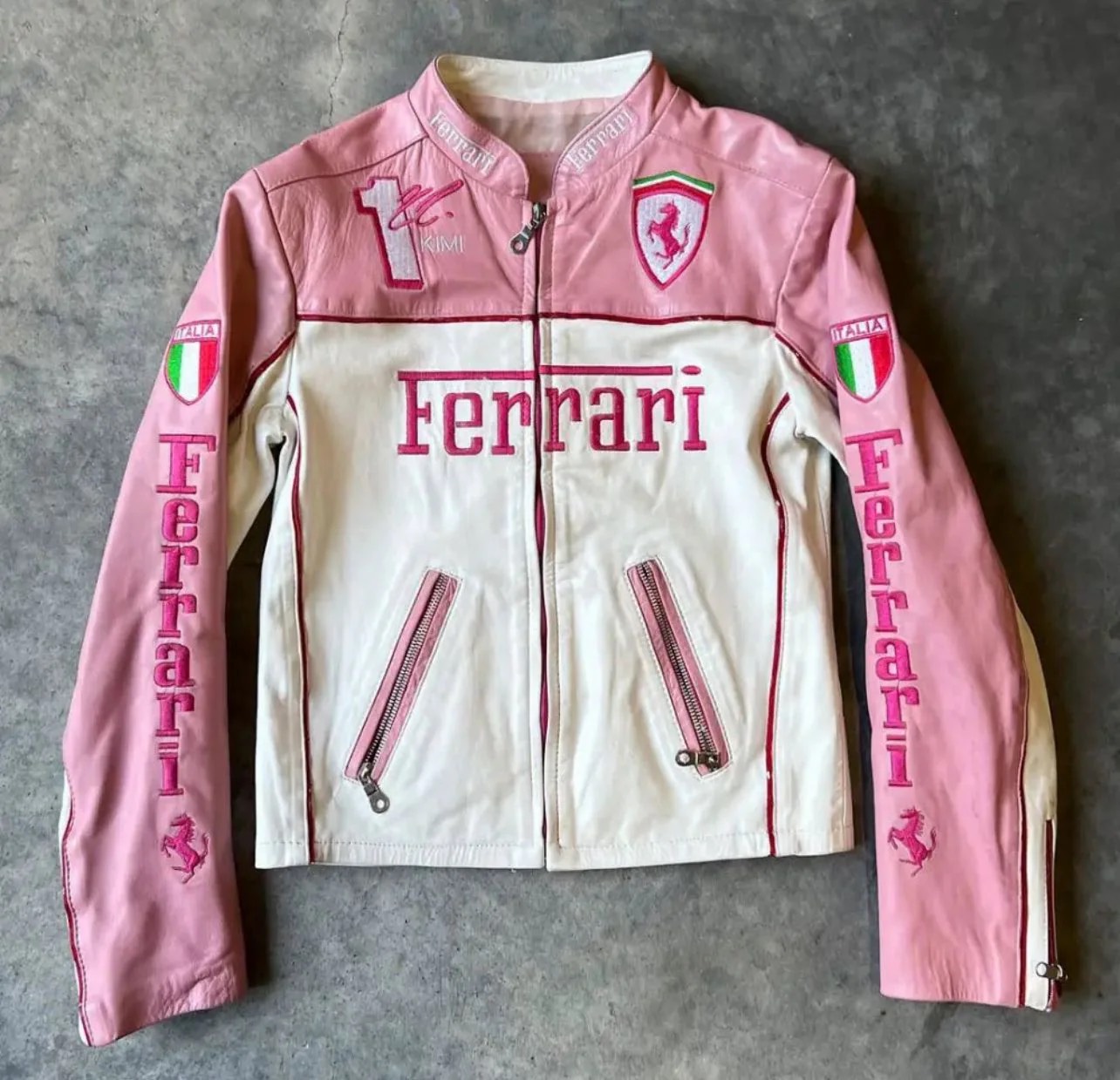 Ferrari Leather Embroidery Jacket