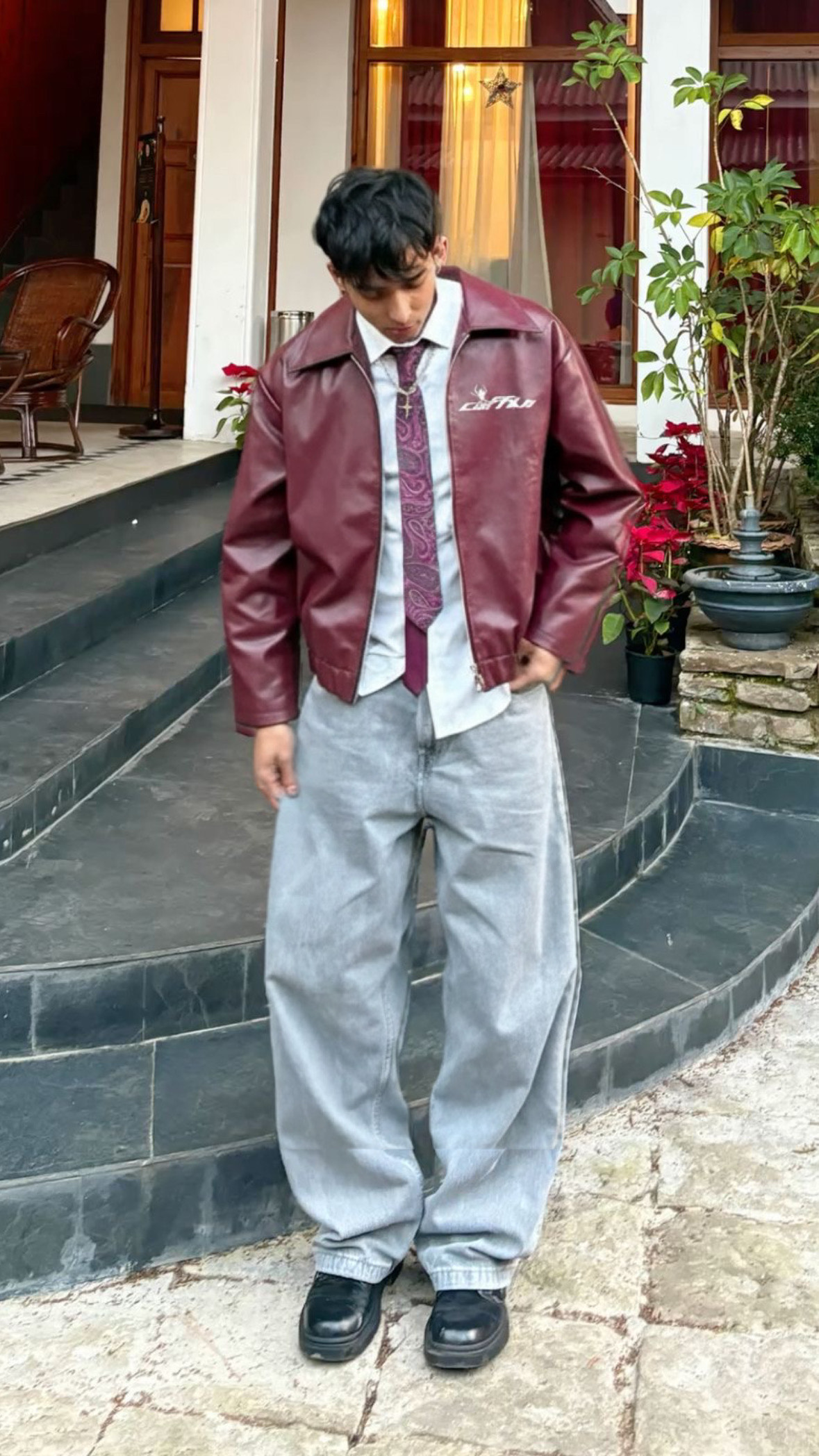 Red Faux Leather Jacket