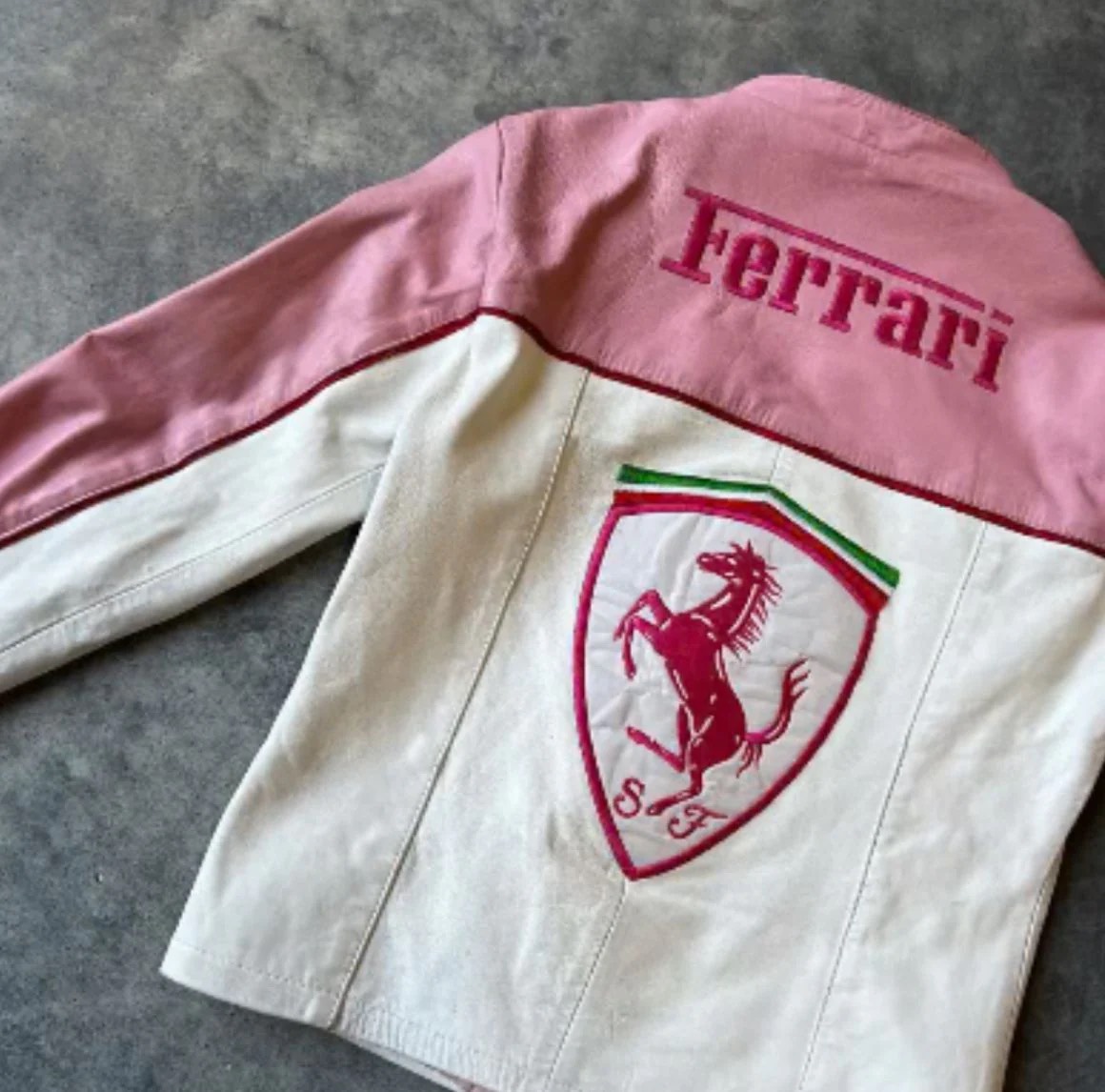 Ferrari Leather Embroidery Jacket