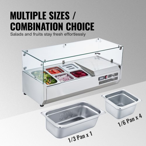 VEVOR Saladette Réfrigérée à Poser 140 W, Vitrine Réfrigérée pour Pizzeria .